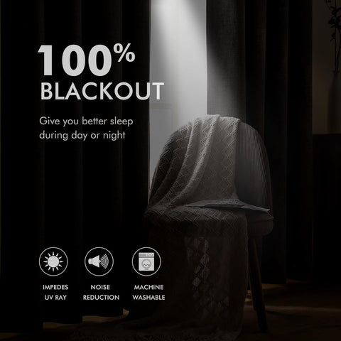 MIULEE 100% Blackout Linen Curtains for Bedroom 52x84 Inches Natural Beige