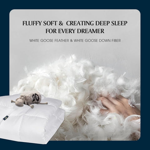 Serta Goose Feather Down Fiber Comforter Twin Size - 100% Cotton Cover Duvet Insert - Hotel Luxury Hypoallergenic Bedding Comforter Light Warmth 68 x 90 Inch White