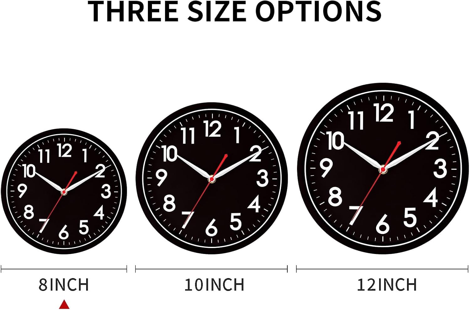 AKCISOT 8 Inch Wall Clock, Silent Battery Operated Analog Clock, Black