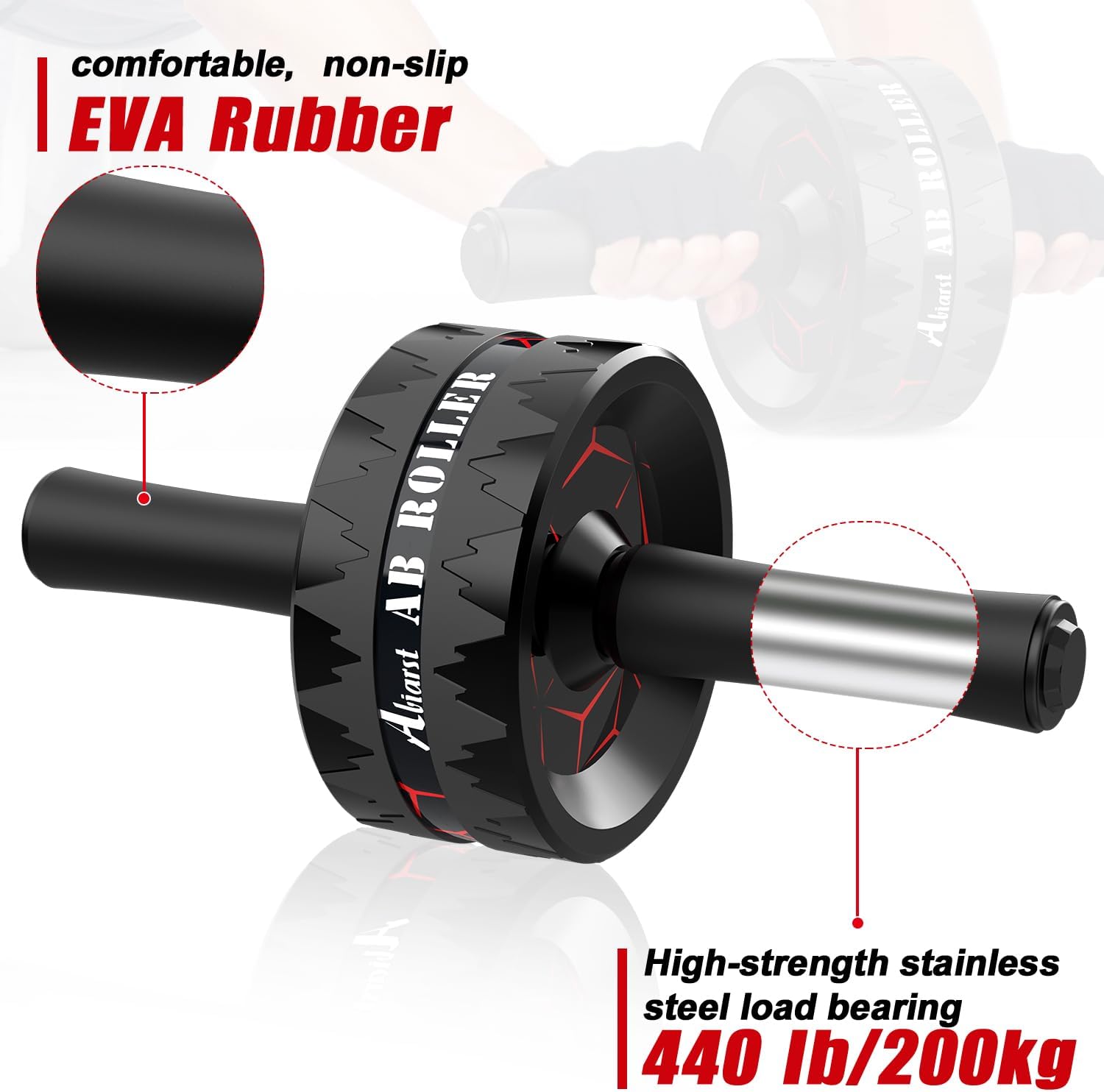 Abiarst Ab Roller Wheel, Abs Workout Equipment for Abdominal & Core Strength Training, Home Gym Exercise Wheels for Men Women, with Knee Pad Accessories