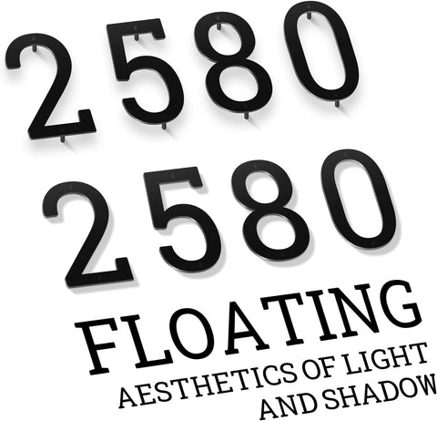 Custom 4PCS Stainless Steel Floating House Numbers, 2-36 IN Metal House Numbers for Outside, Black/White/Silver Custom Door Number for Street, Garden, Apartment, Office (7)