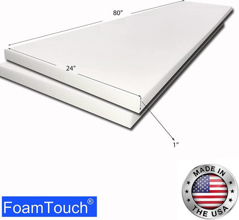 FoamTouch (2 Pack) High Density 1x24x80 Upholstery Foam, White