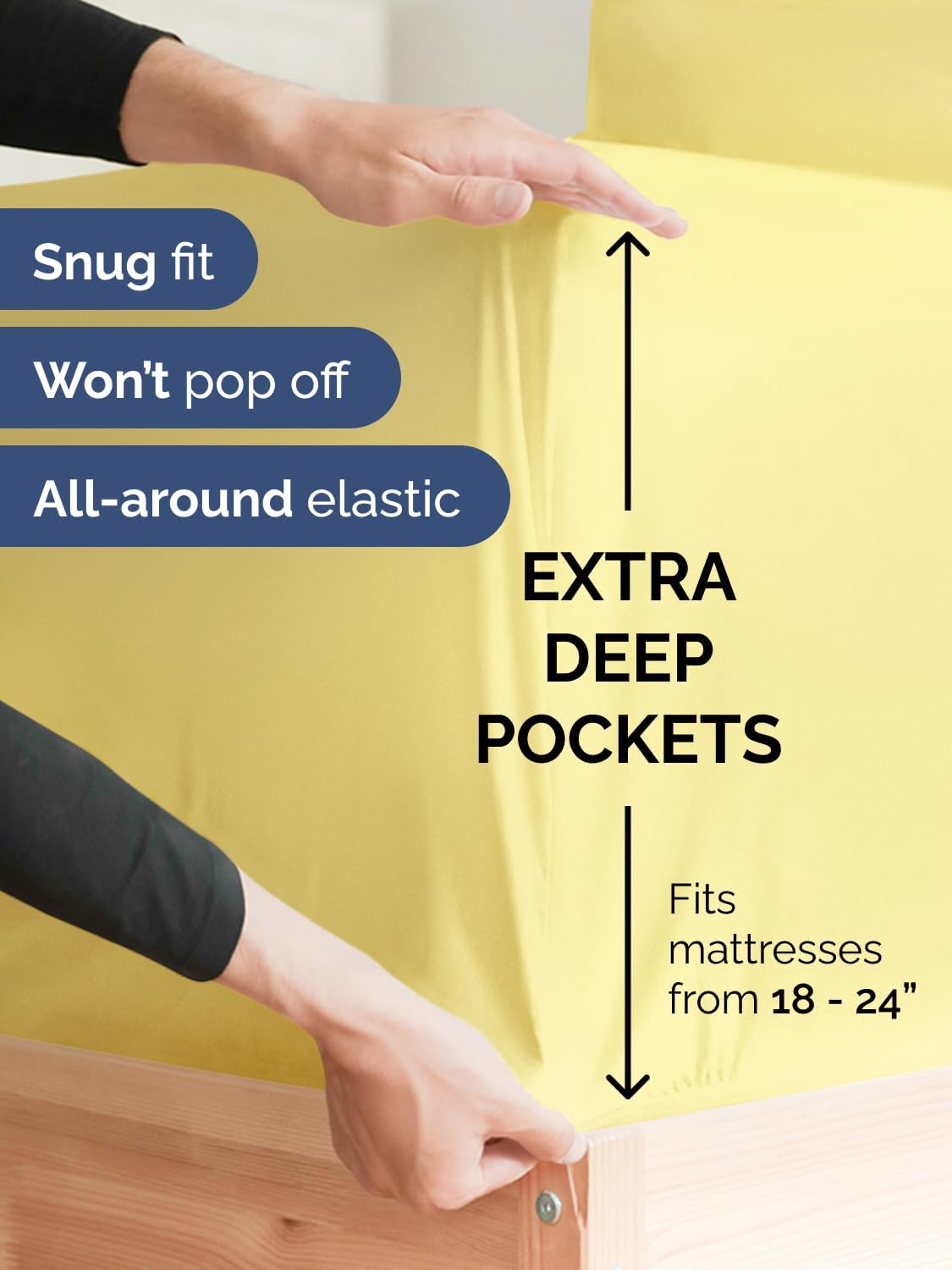 CGK Extra Deep Full Single Fitted Sheet Only - Yellow
