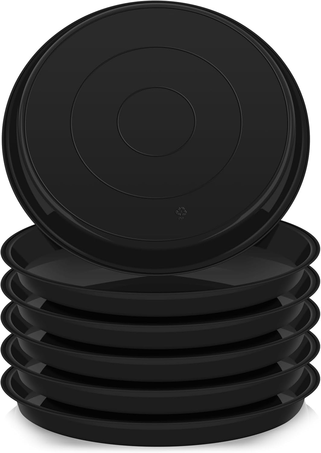 VUWEZ 6 Pack of 12 inch Plant Saucer, Plastic Plant Saucer 12" Round, Plant Saucers for Indoors, Plant Water Tray, Plant Trays for Pots, Planter Tray, Plant Saucers for Planter 11-13" (12", Black)