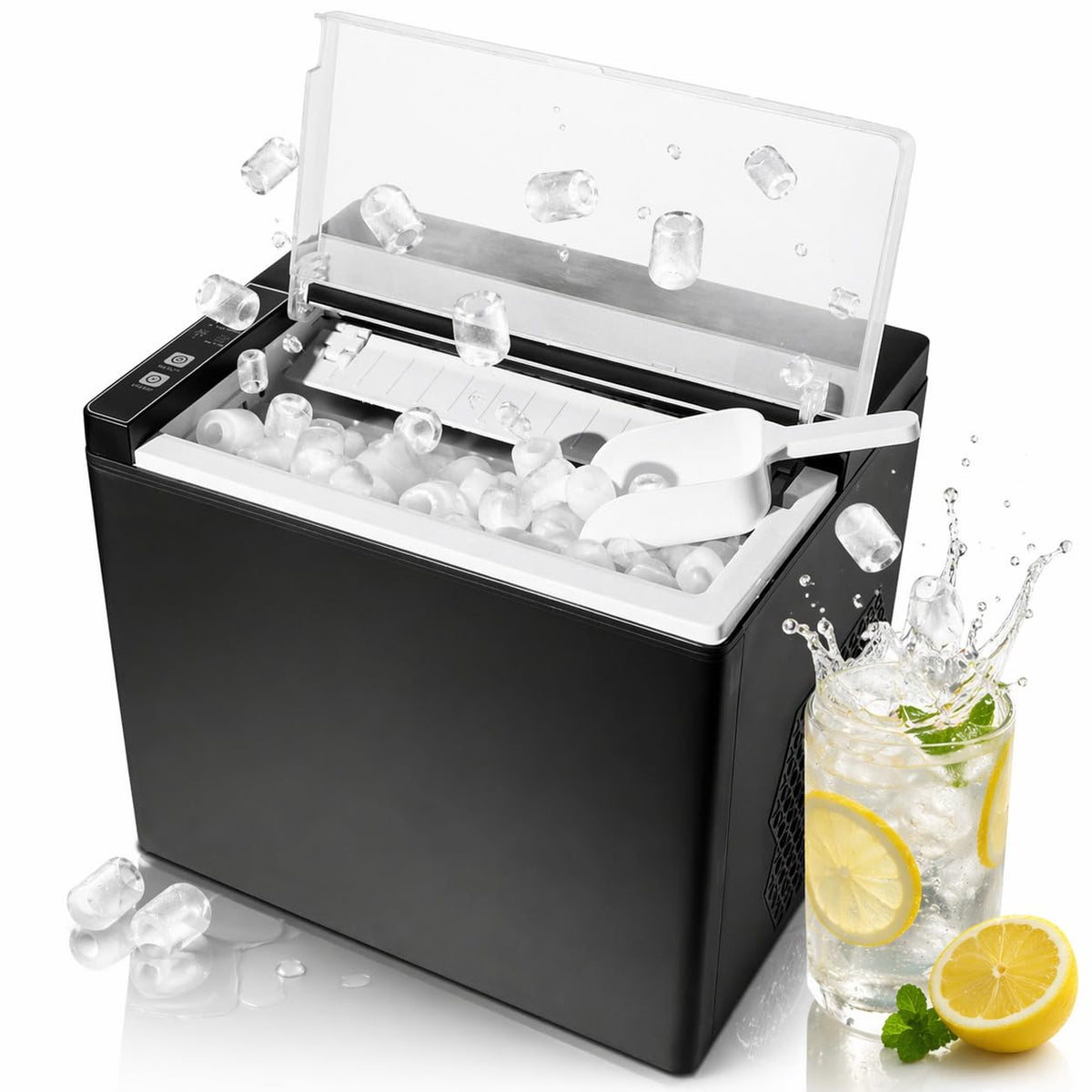 Portable Ice Maker Countertop – Fast Ice in 6 Mins, Compact Ice Machine for Home, Kitchen & RV, Self-Serve Ice Maker with Scoop for Parties & Daily Use