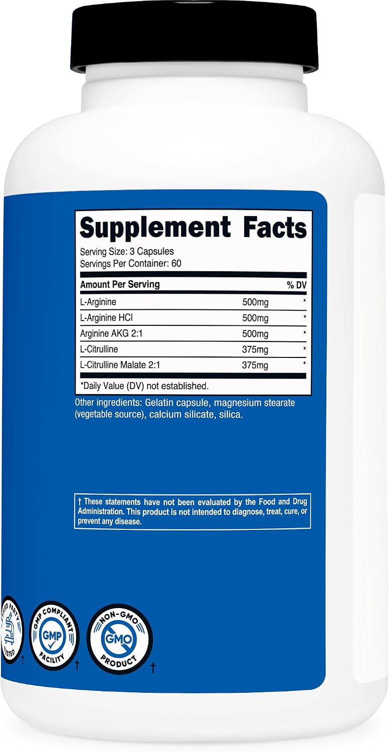 Nutricost Nitric Oxide Booster 2250mg, 180 Capsules, Gluten Free