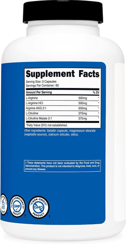 Nutricost Nitric Oxide Booster 2250mg, 180 Capsules, Gluten Free