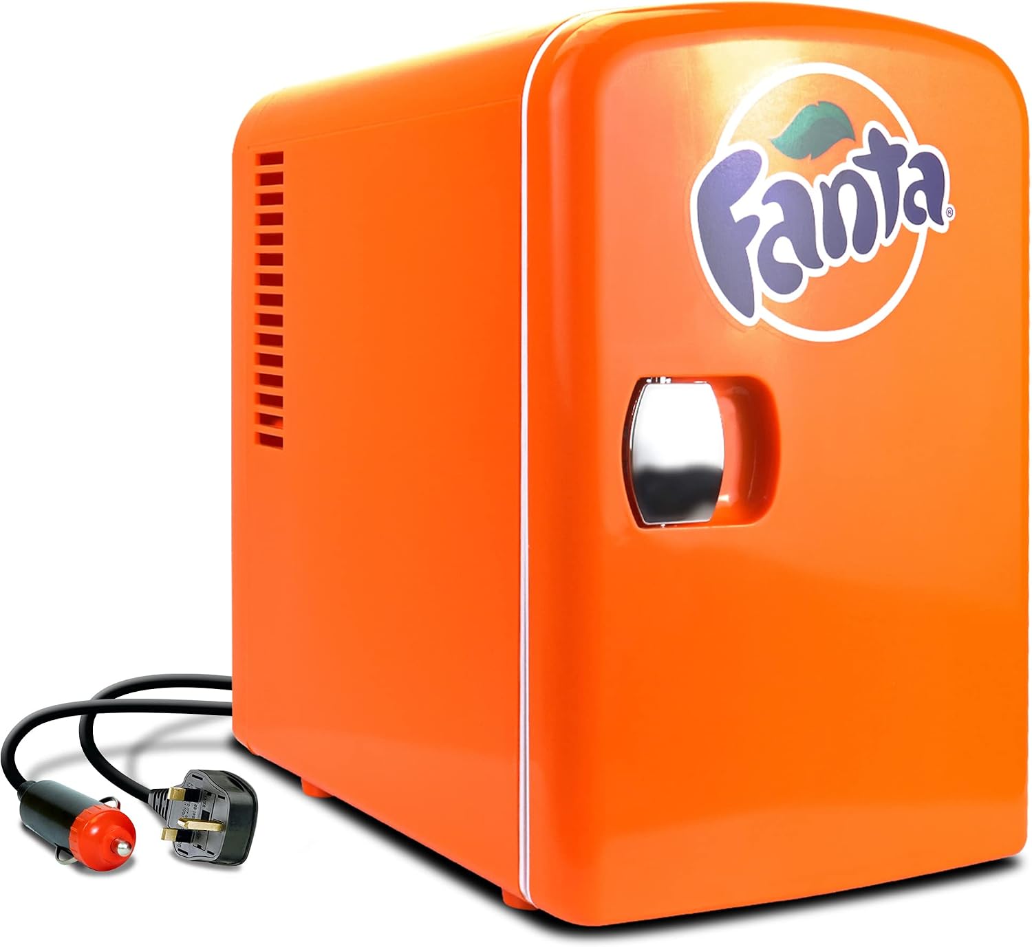 Fanta Mini Fridge - 6 Can Refrigerator for Bedroom Office, Portable Table Top Beverage Cooler, 12V 110V Refrigerador For Drinks, Soda, Wines, Use In Car, Dorm, Outdoor, Patio