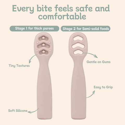 Eascrozn Baby Spoons Set, 6 Pack Silicone Baby Spoon Self Feeding 6+ Months