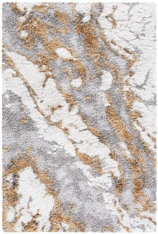 SAFAVIEH Horizon Shag Collection Accent Rug - 2' x 5', Grey & Gold, Non-Shedding & Easy Care, 2.6-inch Thick Ideal for High Traffic Areas in Entryway, Living Room, Bedroom (HZN890D)