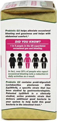 Nature's Bounty Probiotic GX Gas & Bloating Formula, Capsules 25 ea (Pack of 4)