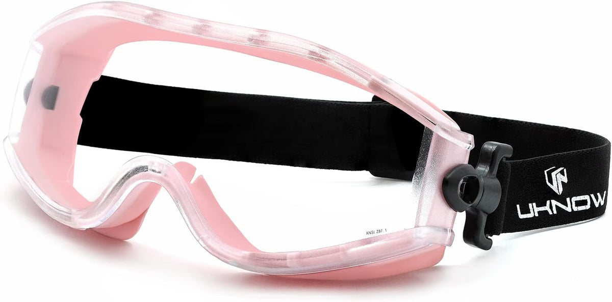 UKNOW Safety Goggles Over Glasses - Anti-Fog Clear Lens - ANSI Z87.1 Certified Eye Protection for Lab Work, Industrial Use