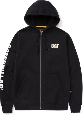 Caterpillar mens Full Zip Hoodies With Front Pouch Pockets, Iconic Workwear Logo, and S3 Cord Management