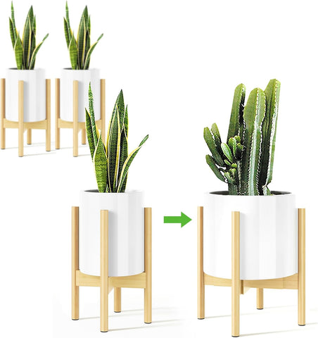 MUDEELA Plant Stand for Indoor, Bamboo Material, Natural, 14.5 Inch Tall