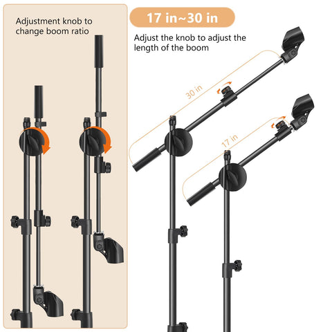 Ramzi Mic Stand,6 In 1 Microphone Stand Floor Boom Mic Stand, Support Boom Gooseneck Mic Clips Tablet Phone Holder Any Combination With Mic Stand Bag