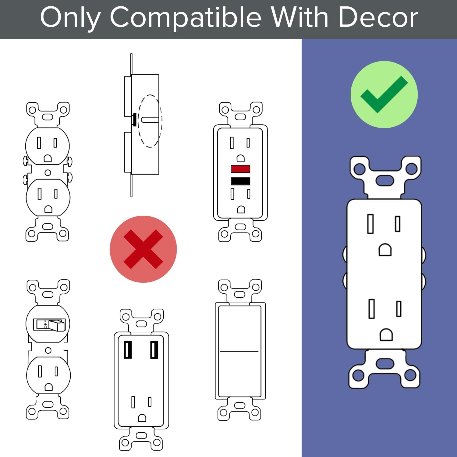 2 Pack - SnapPower GuideLight [for Standard Decor, Not GFCI outlets] - Night Light - Electrical Outlet Wall Plate with LED Night Lights - Automatic On/Off Sensor - (Décor, White)
