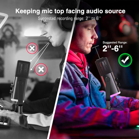 FIFINE USB/XLR Dynamic Microphone for Podcast Recording, PC Computer Gaming Streaming Mic with RGB Light, Mute Button, Headphones Jack, Desktop Stand, Vocal Mic for Singing YouTube-AmpliGame AM8