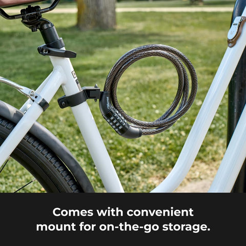 Master Lock Black Set Your Own Combination Bike Lock, Metal Cable Lock has a Weather Resistant Vinyl Coating for Outdoor Durability, 5 Feet Long, 8370D