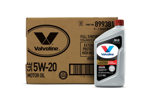 Valvoline Extended Protection High Mileage with Ultra MaxLife Technology 5W-20 Full Synthetic Motor Oil 1 QT, Case of 6