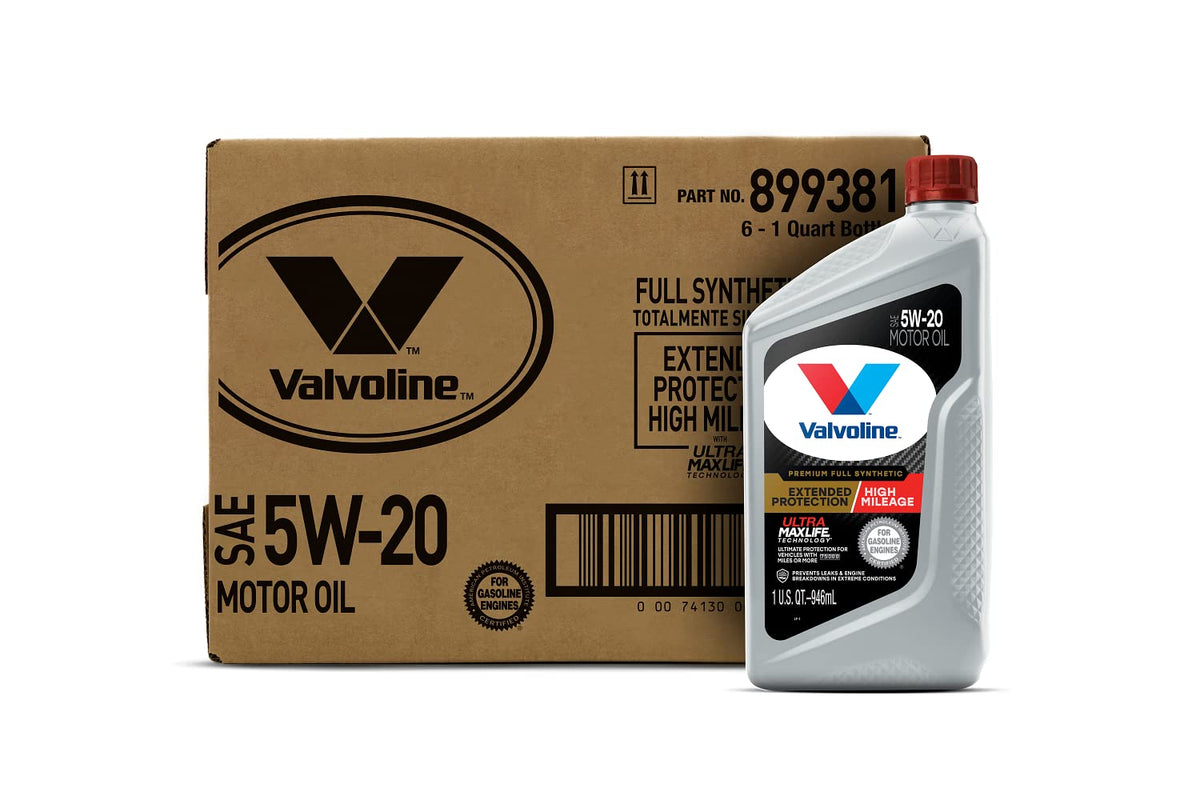 Valvoline Extended Protection High Mileage with Ultra MaxLife Technology 5W-20 Full Synthetic Motor Oil 1 QT, Case of 6