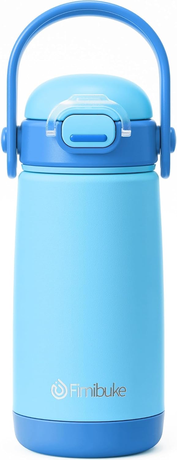 Fimibuke Toddler Water Bottle, 14oz Kids Insulated Cups with Straw Lid