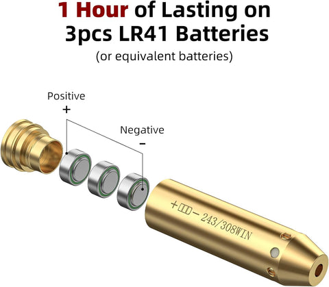 EZshoot Bore Sight Laser 9mm/223 5.56mm/243 308/12-Gauge Red Laser Boresighter with Portable Tin Case and Extra Batteries
