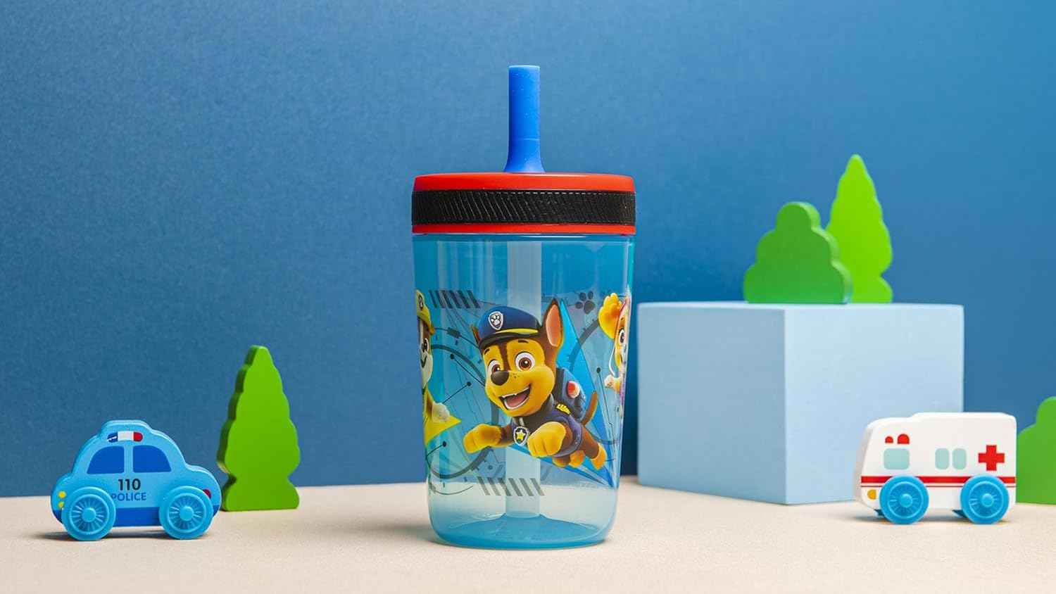 Zak Designs Kelso Tumbler 15 oz Set (Paw Patrol - Chase & Marshall 2pc Set) Toddlers Cups Leak-Proof Screw-On Lid with Straw Made of Durable Plastic and Silicone, Perfect Cup for Kids