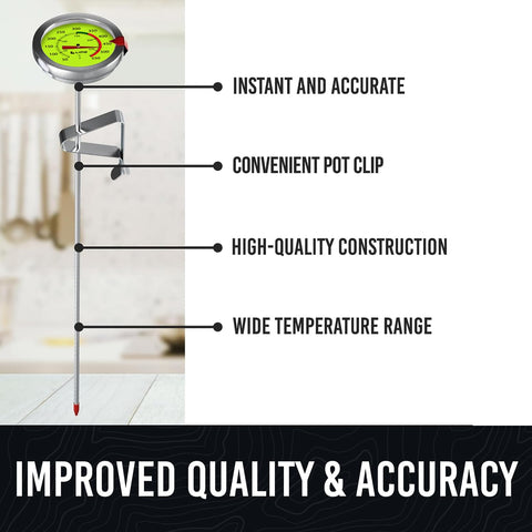 CRAFT911 Candy Thermometer with Pot Clip - Deep Fry Oil Thermometer for Frying and Candle Making (Lemon)