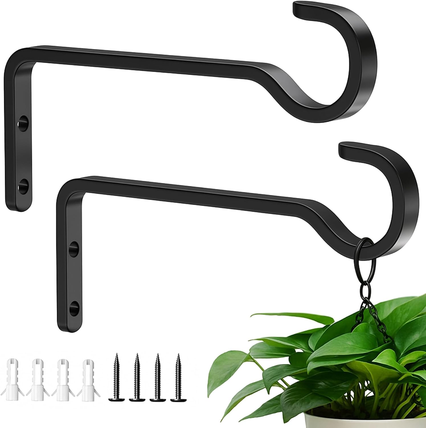 6 Inch Plant Hooks for Wall,Plant Hangers Outdoor/Indoor,Hold 35lb, 2 Pack