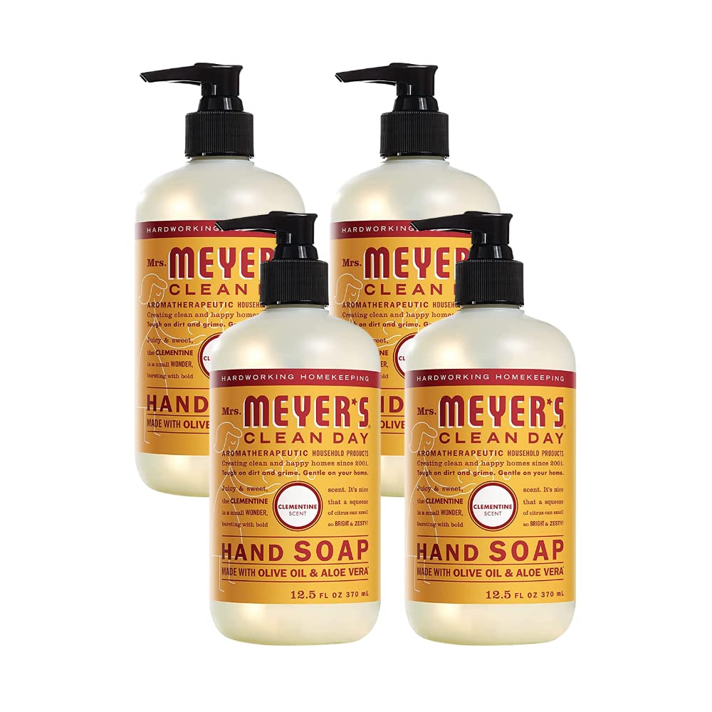 MRS. MEYER'S CLEAN DAY Hand Soap, Made with Essential Oils, Clementine 12.5 Fl Oz (Pack of 4)