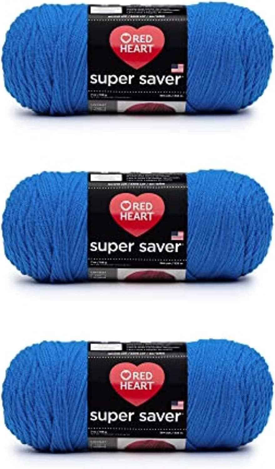 RED HEART Super Saver 3-Pack yarn, BLUE 3 Pack