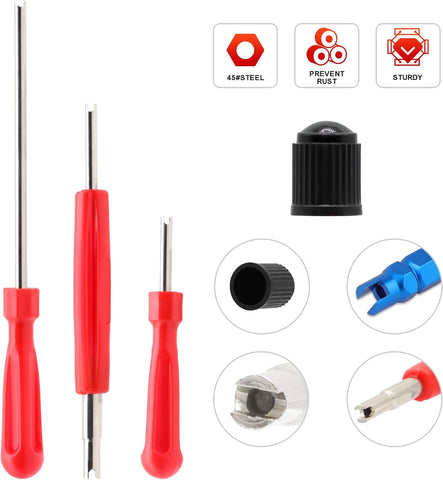 Valve Stem Removal Tool - 20Pcs Valve Cores, 10Pcs Tire Valve Caps, 4-Way Valve Tool, Valve Core Remover Tool By ZHSMS(35 PCS)