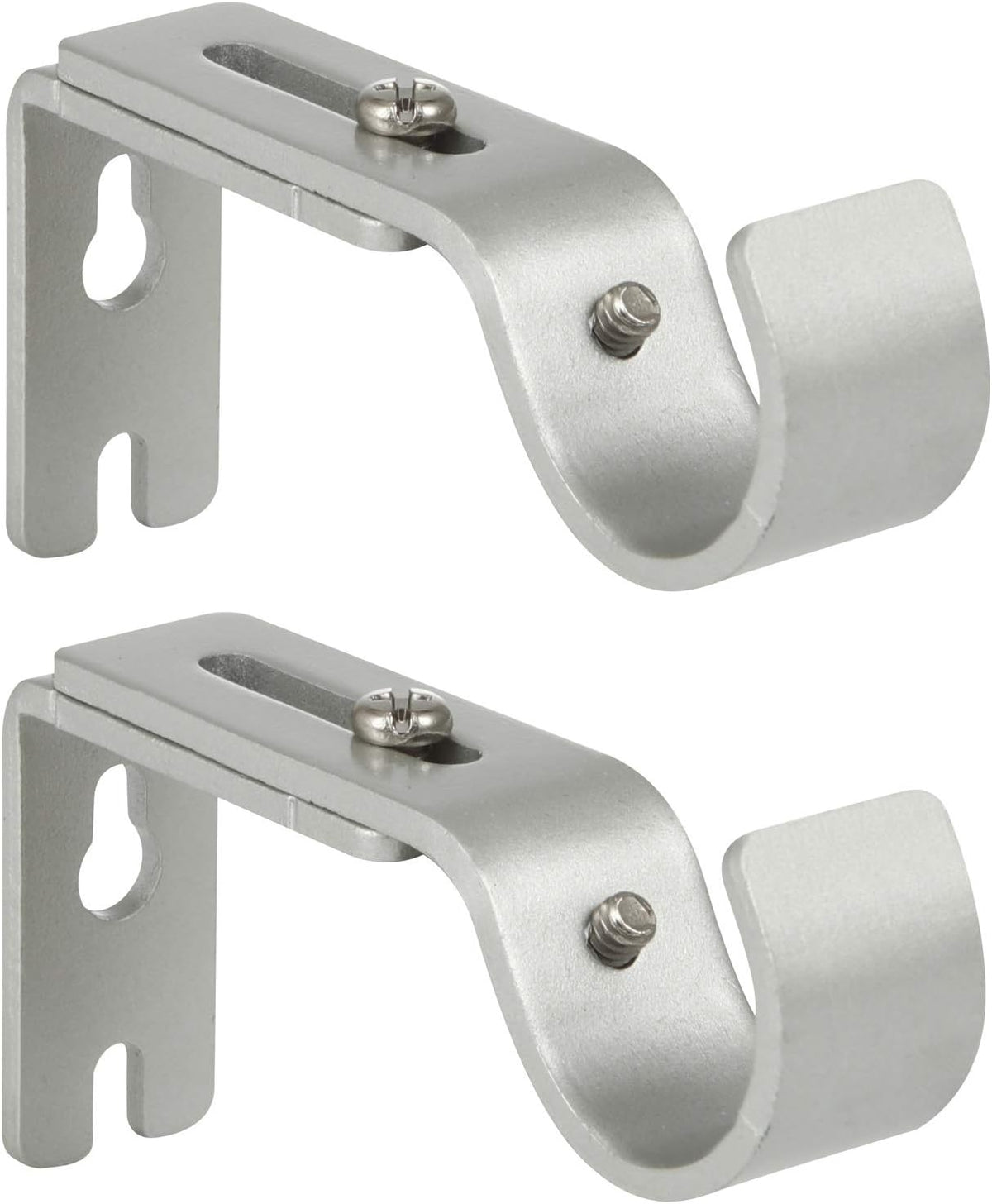 Heavy Duty Adjustable Curtain Rod Brackets Rod Holders for 1 Inch Rod, Silver Color, (Set of 2)