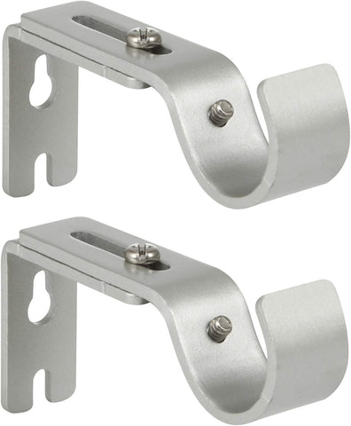 Heavy Duty Adjustable Curtain Rod Brackets Rod Holders for 1 Inch Rod, Silver Color, (Set of 2)