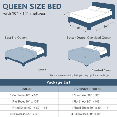 CozyLux Queen Comforter Set Black - 7 Pieces Bed in a Bag