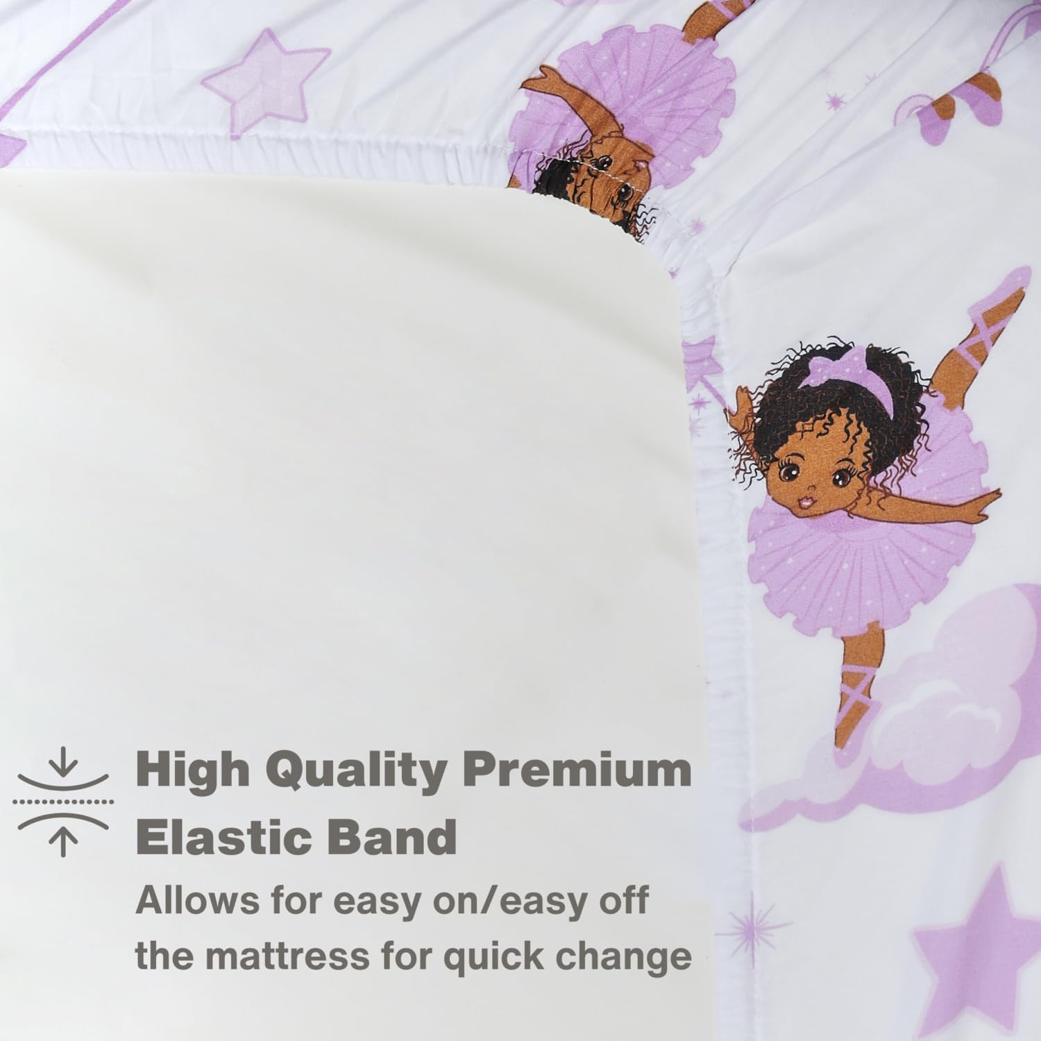 EVERYDAY KIDS African American Ballerina Toddler Sheets Set
