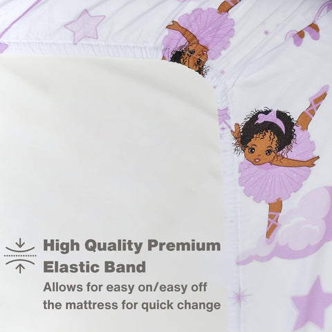 EVERYDAY KIDS African American Ballerina Toddler Sheets Set