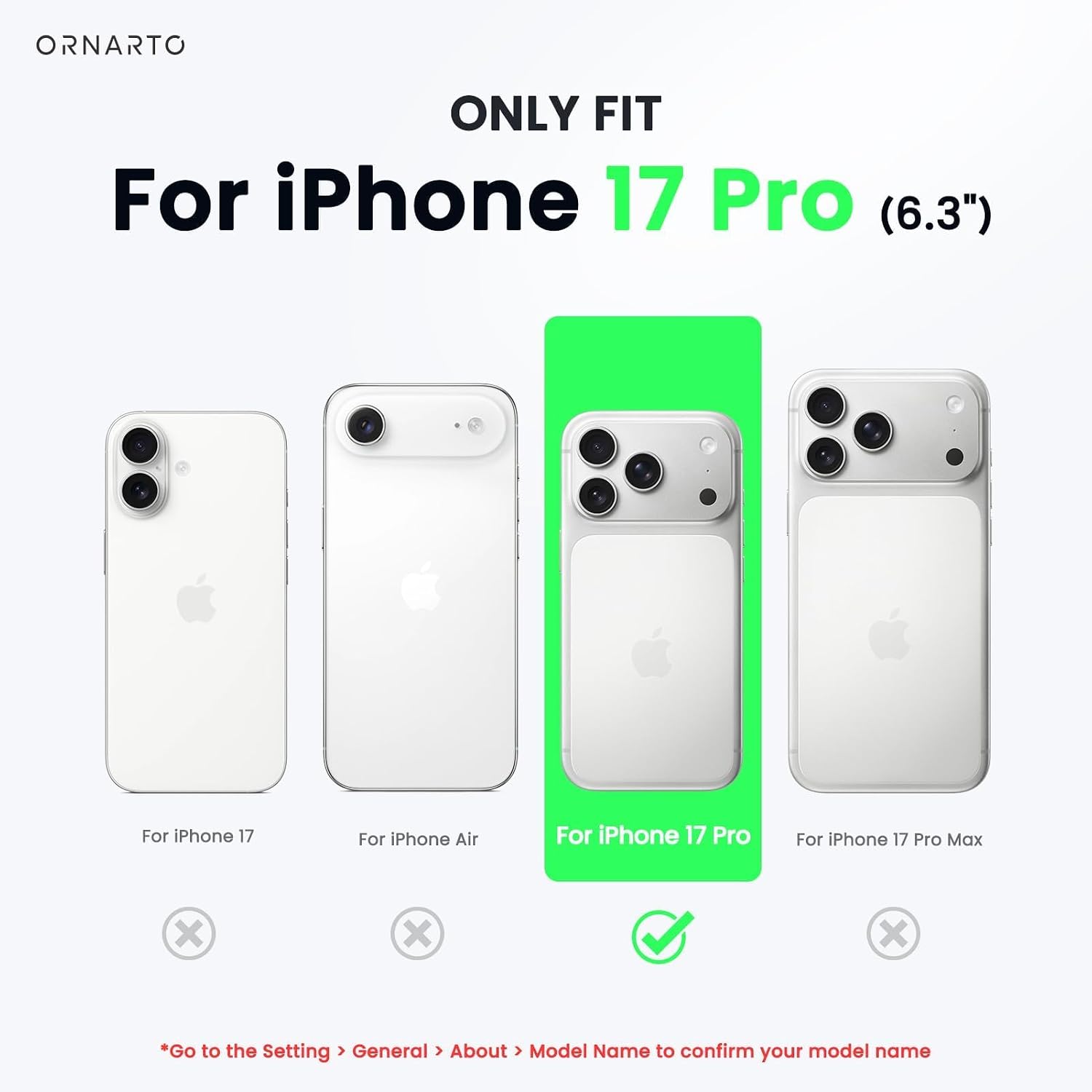 ORNARTO for iPhone 17 Pro Case 6.3", Slim Liquid Silicone,Blue