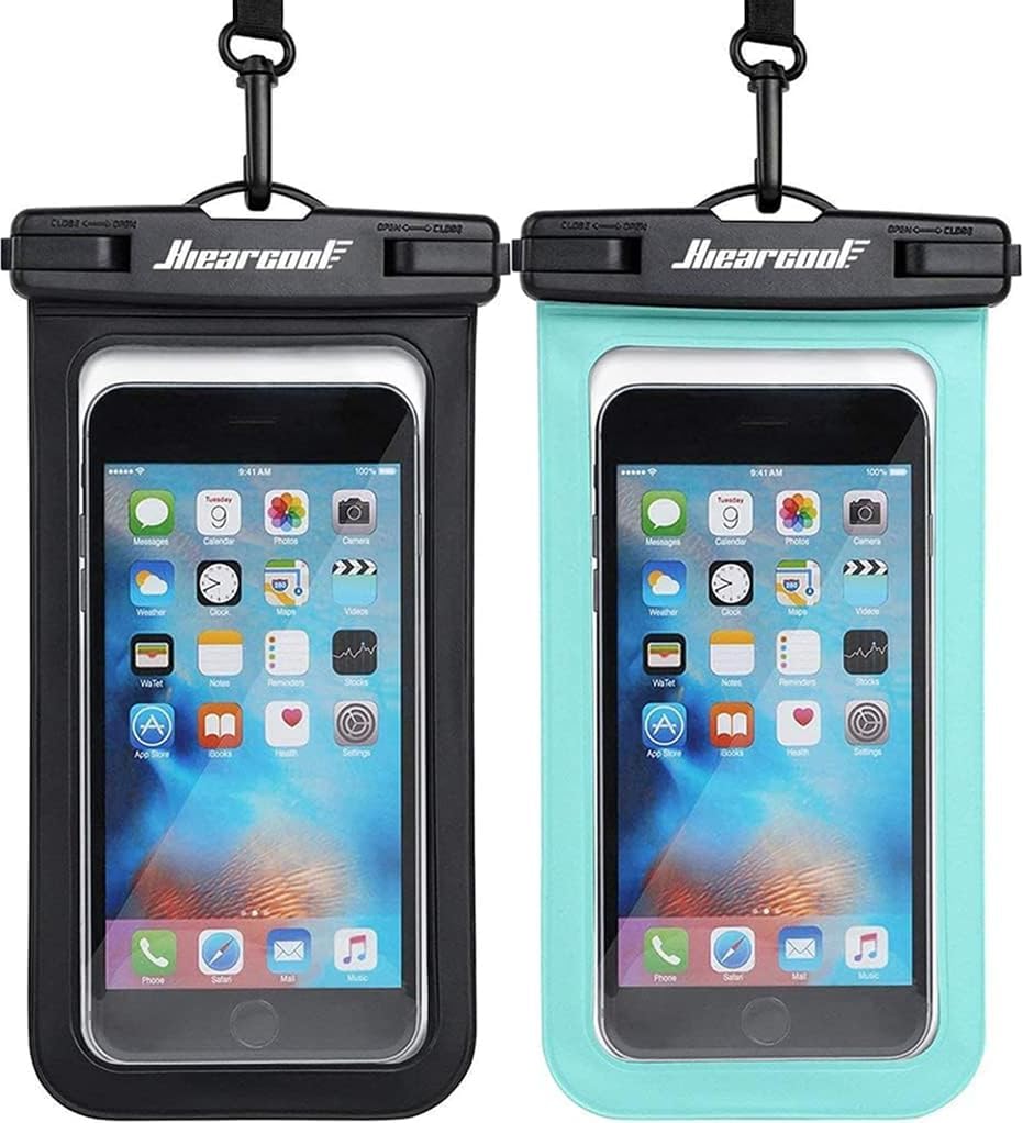 Hiearcool Waterproof Phone Pouch, Waterproof Phone Case, Black&Green 2-Pack
