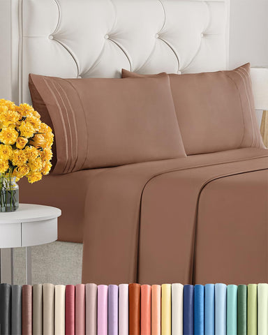 Full Size 4 Piece Sheet Set - Ultra Soft & Cooling Sheets - Copper Brown