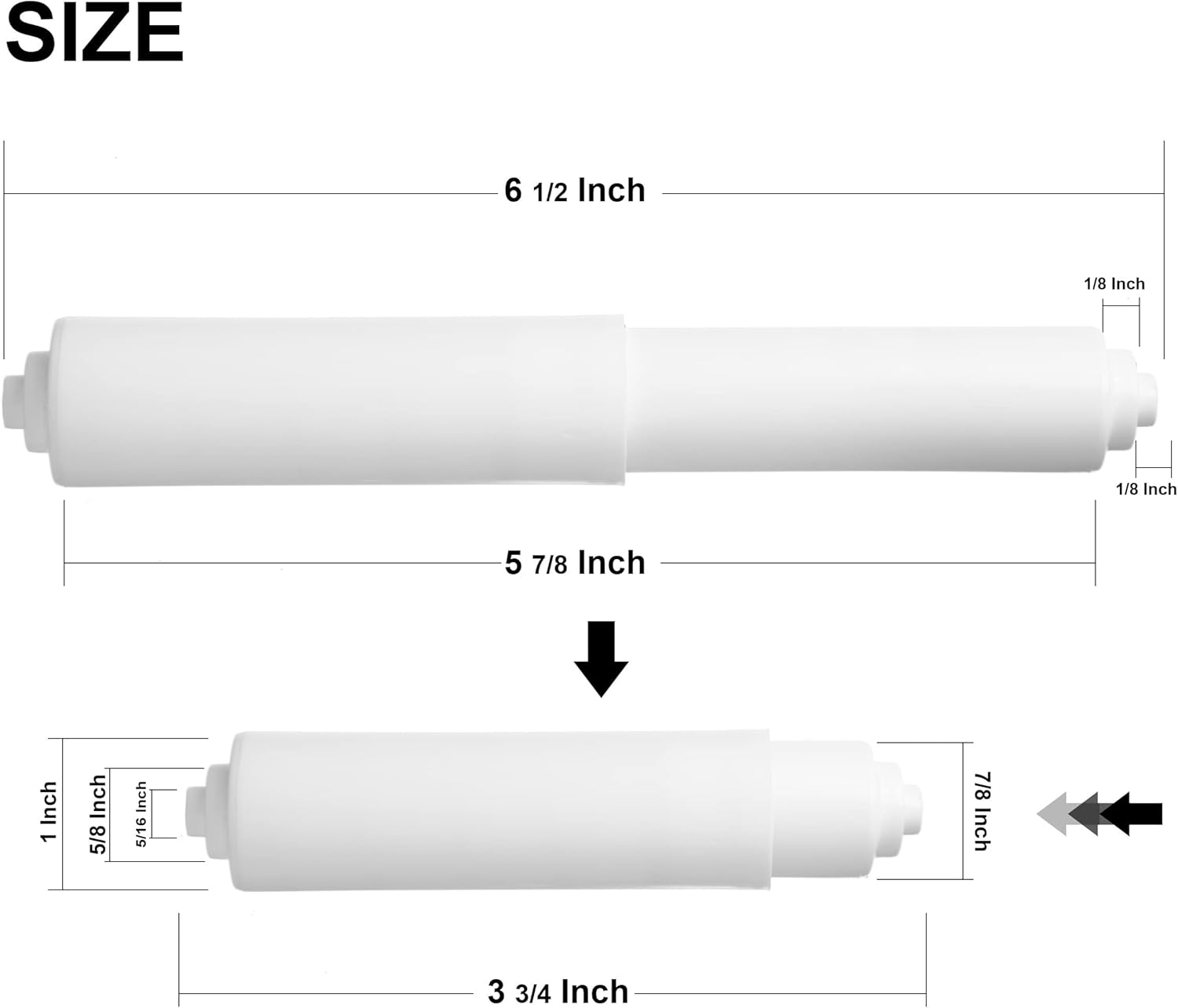 2 Pack White Toilet Paper Holder Spring Loaded Roller Replacement Rod