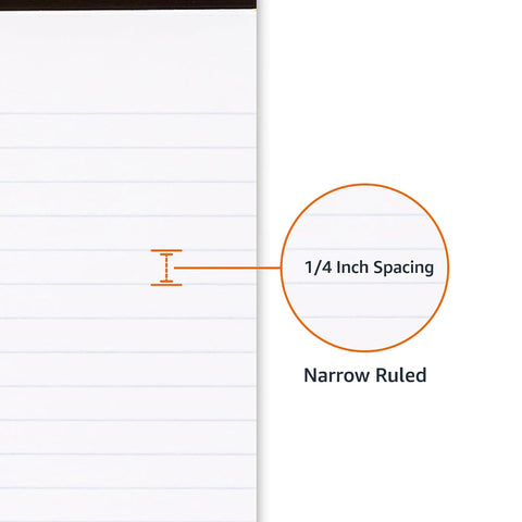 Amazon Basics Narrow Ruled Lined Writing Note Pads for Notes, Office Supplies, 5" x 8", White, 12-Pack of 50 Pages, Perforated