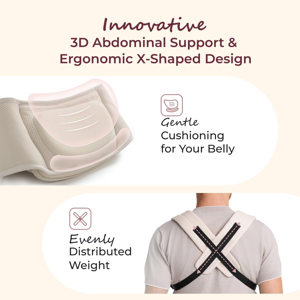 Momcozy Baby Carrier with Hip Seat, 2-in-1 Forward-Facing Carry for Active Babies, Detachable Hands-Free Carrier up to 44lbs, Breathable Infant Carrier Fits Waist Sizes up to 45 Inches, AirMesh Almond