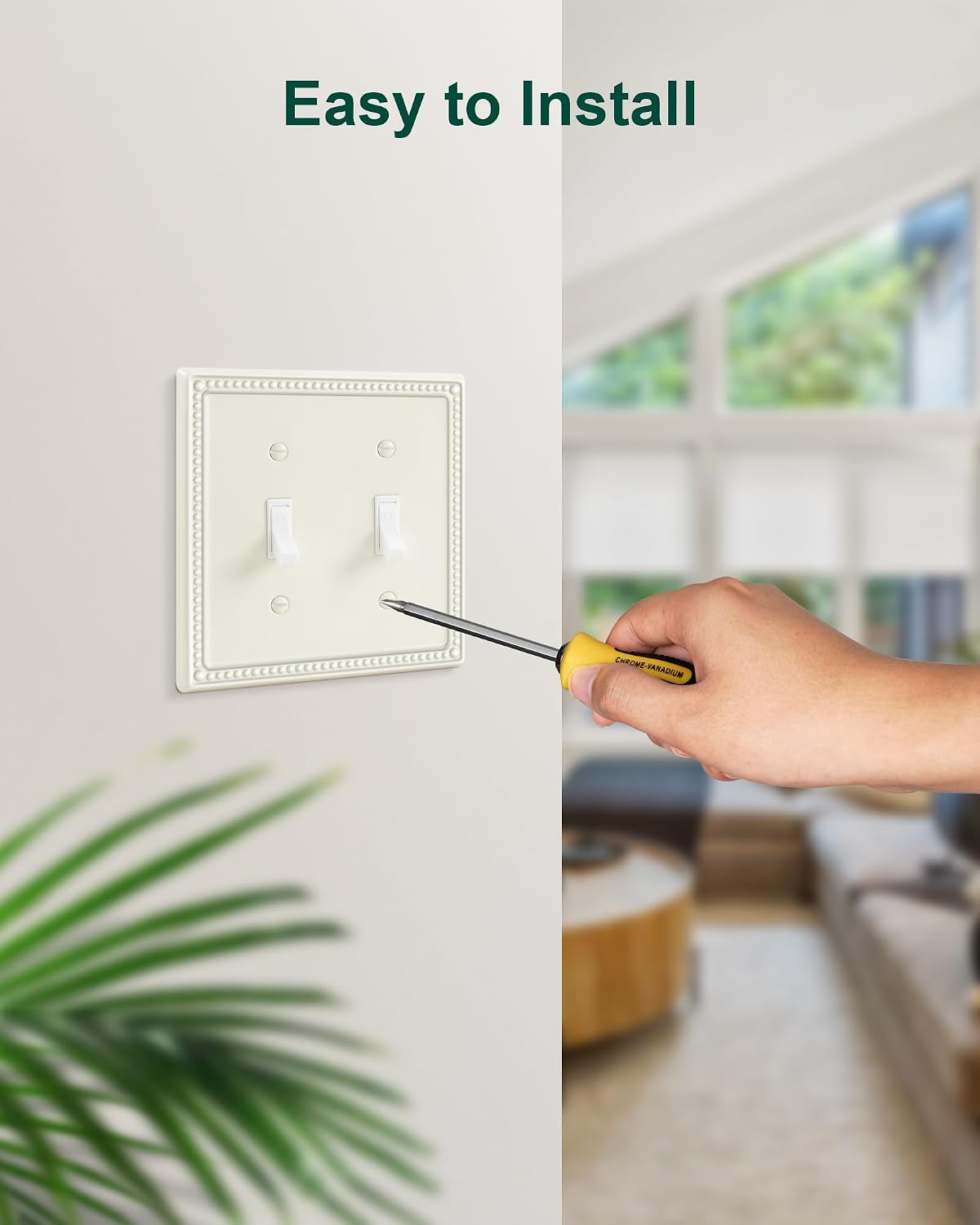 2-Pack Double Toggle Light Switch Cover Plate, Light Almond