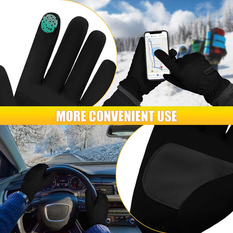 ihuan Winter Waterproof Ski Gloves Men Women, Snow Warm Cycling Cold Weather, Driving Biking Running