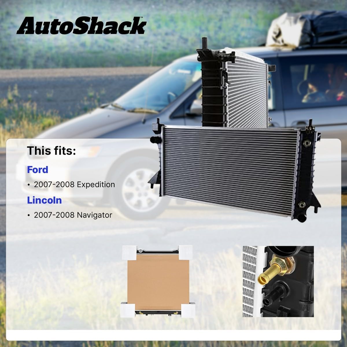 AutoShack Radiator for Ford, Expedition 2007-2008, V8 5.4L