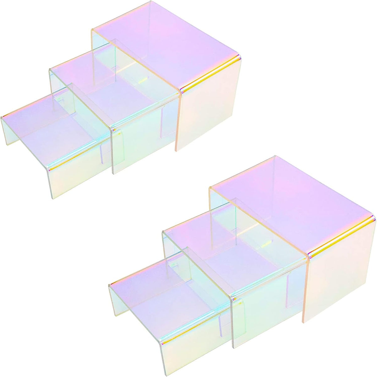 Cerpourt 2 Sets Acrylic Display Risers Colorful Product Stand,Cupcakes Holder Dessert Display Transparent Showcase Stands, Candy Bar Risers, Acrylic Lifts Display for Figures
