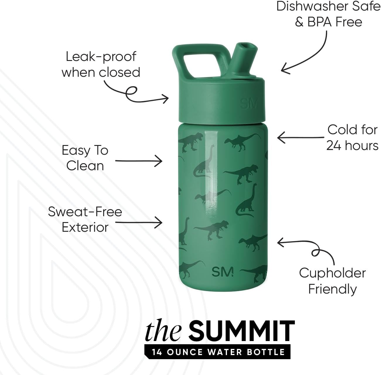 Simple Modern Kids Water Bottle & Toddler Cup | 14oz | Dinosaur