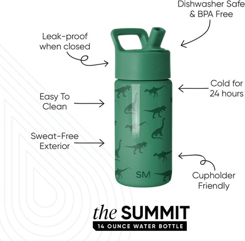 Simple Modern Kids Water Bottle & Toddler Cup | 14oz | Dinosaur