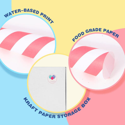 Cotton Candy Cones 50 Pack Red Stripes - Candy Park Multicolor Paper Cones, For Cotton Candy Machines & Candy Floss Sugar, Party Supplies for Birthday, Easter, Celebrartions & Consession Stand